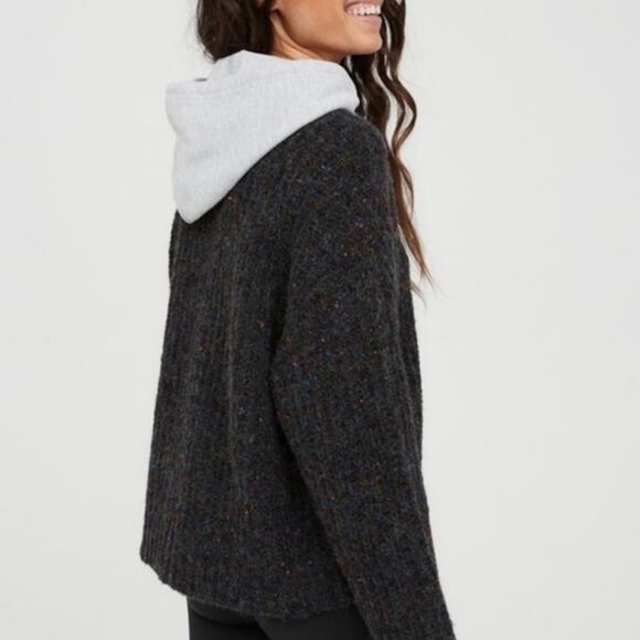 Aerie Offline Ribbed Sweater Hoodie NWT - Charcoal Gray XS - Picture 4 of 12